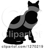 Poster, Art Print Of Black Silhouette Of A Sitting Cat Facing Right