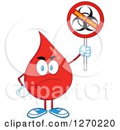 Poster, Art Print Of Mad Blood Or Hot Water Drop Holding Up A No Ebola Virus Biohazard Sign