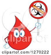Stern Blood Or Hot Water Drop Holding Up A No Ebola Virus Biohazard Sign