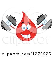 Poster, Art Print Of Happy Blood Or Hot Water Drop Working Out With Dumbbells