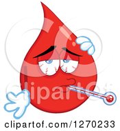 Clipart Of A Sick Blood Or Hot Water Drop With A Fever Royalty Free Vector Illustration by Hit Toon