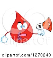 Poster, Art Print Of Blood Or Hot Water Drop Screaming An Announcement Into A Megaphone
