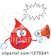 Poster, Art Print Of Blood Or Hot Water Drop Screaming Into An Announcement Megaphone