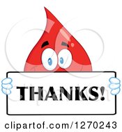 Clipart Of A Happy Blood Or Hot Water Drop Holding A Thanks Sign Royalty Free Vector Illustration by Hit Toon