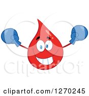 Clipart Of A Happy Blood Or Hot Water Drop Cheering With Boxing Gloves Royalty Free Vector Illustration by Hit Toon