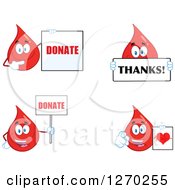 Clipart Of Blood Or Hot Water Drop Mascots 4 Royalty Free Vector Illustration