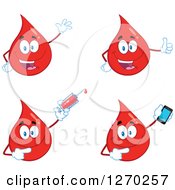 Clipart Of Blood Or Hot Water Drop Mascots 3 Royalty Free Vector Illustration