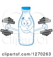 Poster, Art Print Of Milk Bottle Character Working Out With Dumbbells