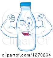 Poster, Art Print Of Milk Bottle Character Winking And Flexing