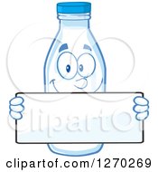 Milk Bottle Character Holding A Blank Sign Over His Face