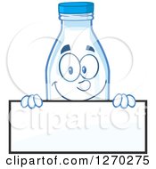 Milk Bottle Character Looking Over A Blank Sign
