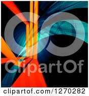 Poster, Art Print Of Background Of Orange Lines And Blue And Green Swooshes On Black
