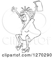 Clipart Of A Black And White Angry Business Woman Jumping And Screaming With Documents In Hand Royalty Free Vector Illustration