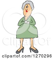 Clipart Of A White Stern Or Angry Senior Woman With Folded Arms Royalty Free Vector Illustration