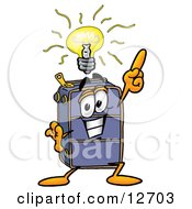 Poster, Art Print Of Suitcase Cartoon Character With A Bright Idea