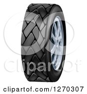 Poster, Art Print Of 3d Black Rubber Car Tire And Chrome Rims