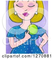 Poster, Art Print Of Canvas Painting Of A Blond Caucasian Woman Pointing To A Weight Loss Badge