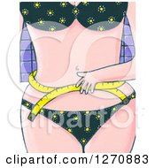 Clipart Of A Canvas Painting Of A Caucasian Woman Measuring Her Wasitline Royalty Free Illustration by Maria Bell