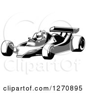 Black And White Race Car And Driver Facing Left