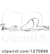 Clipart Of A Black And White Drunk Businessman Passed Out On The Floor With His Butt Up In The Air Royalty Free Vector Illustration by djart