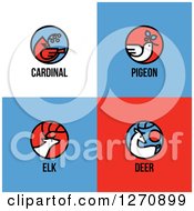 Clipart Of A Christmas Cardinal Pigeon Elk And Deer With Text Royalty Free Vector Illustration by elena