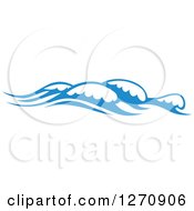 Clipart Of A Blue Ocean Surf Waves 21 Royalty Free Vector Illustration