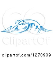 Clipart Of A Blue Ocean Surf Waves 18 Royalty Free Vector Illustration