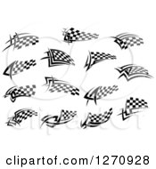 Poster, Art Print Of Black And White Tribal Checkered Racing Flags