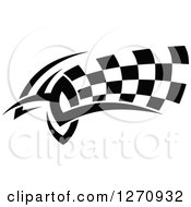Clipart Of A Black And White Tribal Checkered Racing Flag 4 Royalty Free Vector Illustration