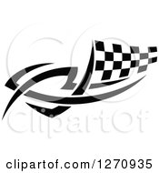 Clipart Of A Black And White Tribal Checkered Racing Flag 7 Royalty Free Vector Illustration