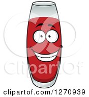 Clipart Of A Happy Tomato Juice Glass Character Royalty Free Vector Illustration