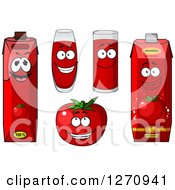 Clipart Of A Happy Tomato And Juice Characters Royalty Free Vector Illustration
