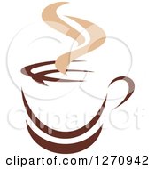 Poster, Art Print Of Two Toned Tan And Brown Steamy Coffee Cup 16