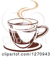 Poster, Art Print Of Two Toned Tan And Brown Steamy Coffee Cup 17