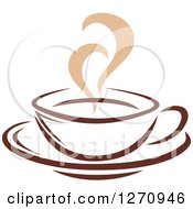 Poster, Art Print Of Two Toned Tan And Brown Steamy Coffee Cup 18