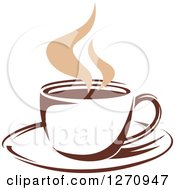Poster, Art Print Of Two Toned Tan And Brown Steamy Coffee Cup 19