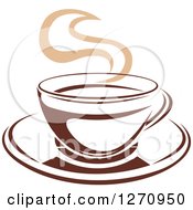 Poster, Art Print Of Two Toned Tan And Brown Steamy Coffee Cup 15