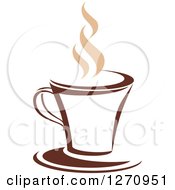 Poster, Art Print Of Two Toned Tan And Brown Steamy Coffee Cup 14