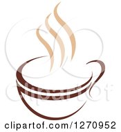 Clipart Of A Two Toned Tan And Brown Steamy Coffee Cup 22 Royalty Free Vector Illustration