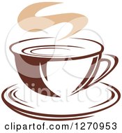 Clipart Of A Two Toned Tan And Brown Steamy Coffee Cup 21 Royalty Free Vector Illustration
