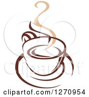 Poster, Art Print Of Two Toned Tan And Brown Steamy Coffee Cup 20