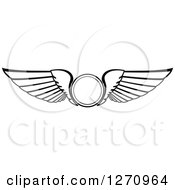Clipart Of Black And White Wings With A Circle Royalty Free Vector Illustration