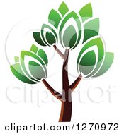 Clipart Of A Green And Brown Tree Royalty Free Vector Illustration