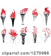 Clipart Of Black Torches With Red Flames Royalty Free Vector Illustration