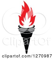 Clipart Of A Black Torch With Red Flames Royalty Free Vector Illustration