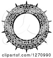 Clipart Of A Black And White Round Lace Frame Design Royalty Free Vector Illustration