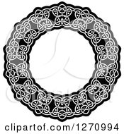 Clipart Of A Black And White Round Lace Frame Design 5 Royalty Free Vector Illustration