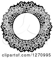 Poster, Art Print Of Black And White Round Lace Frame Design 6