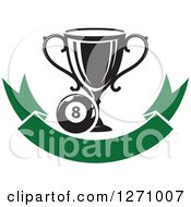 Poster, Art Print Of Billiards Eight Ball With A Trophy Over A Blank Green Banner