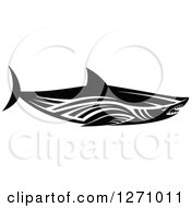 Poster, Art Print Of Black And White Tribal Shark 2